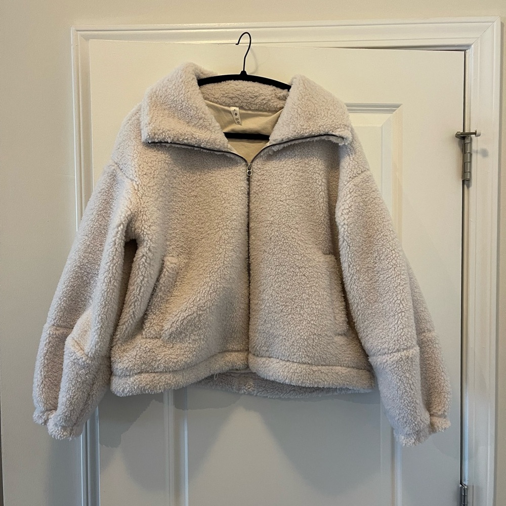 Lululemon Athletica White Sherpa Bomber Jacket